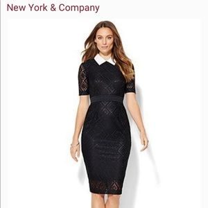 NY & Co Classic and Sexy Black Lace Overlay dress